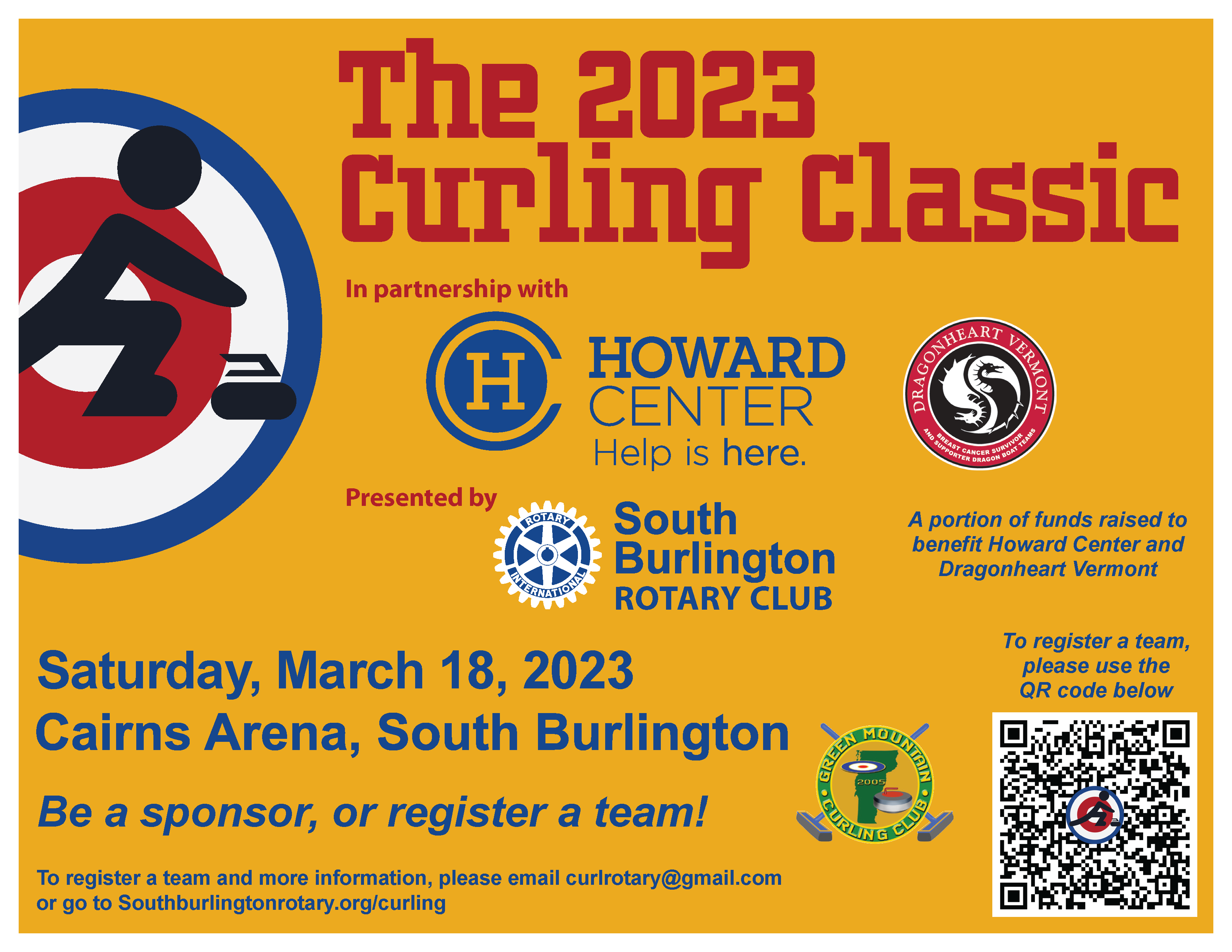 Poster for the 2023 curling event on March 18