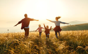 family in a field